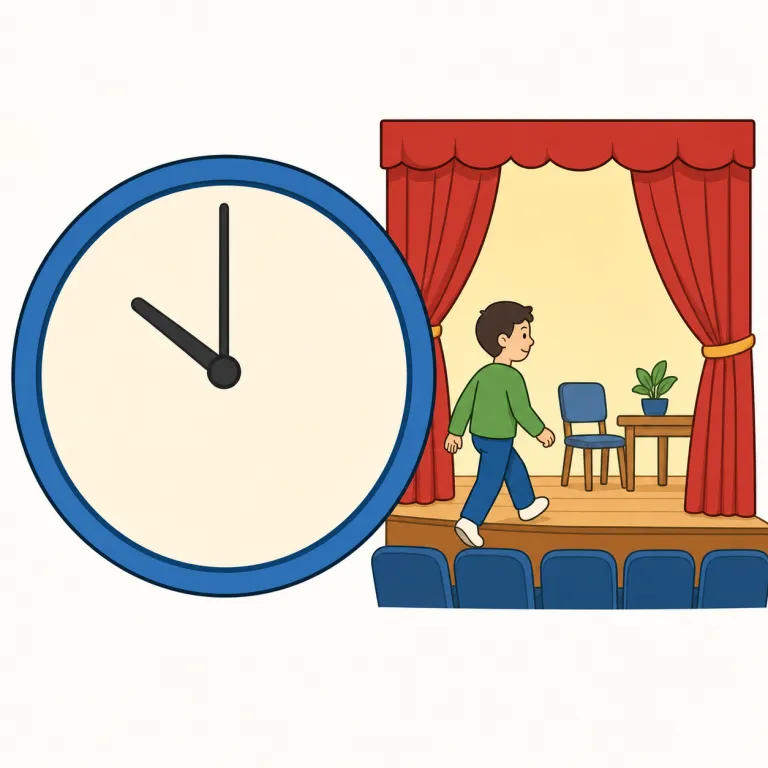 it starts at ten（十時に始まります）の覚え方イラスト — まず形で覚えると定着しやすい表現です