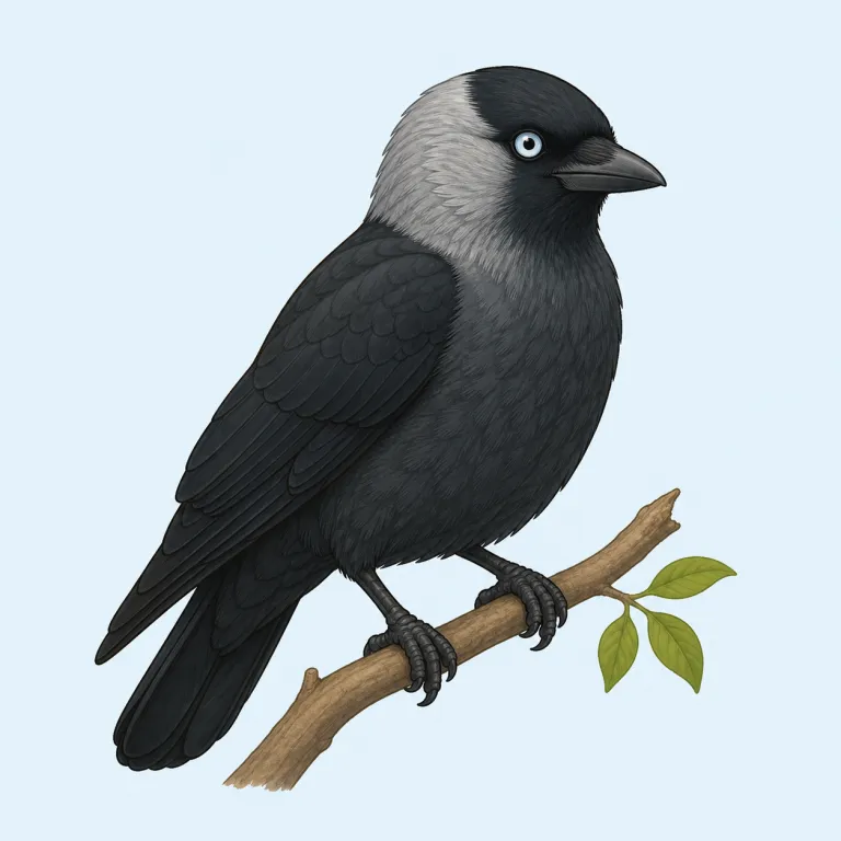 jackdaw（コクマルガラス・名詞）の覚え方イラスト — bird名として単独で覚えるより、crow・raven・jackdaw をセットで並べると残りやすいです