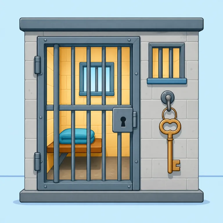jailhouse（拘置所・名詞）の覚え方イラスト — jailhouse は jail + house の複合語です