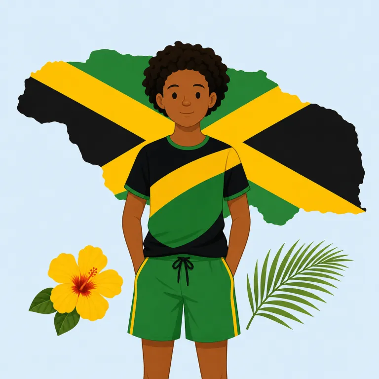 jamaican（ジャマイカの、ジャマイカ出身の・形容詞）の覚え方イラスト — Jamaica に -an が付いた「国名＋-an でその国の〜」という定番パターンとして覚える