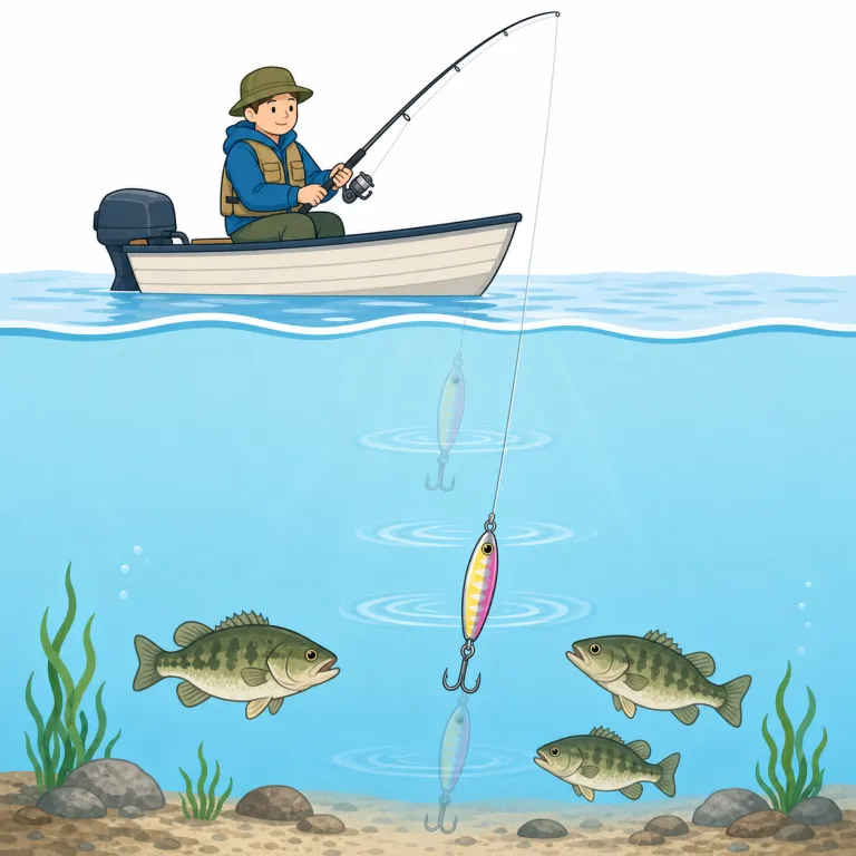 jigging（ジギング・名詞）の覚え方イラスト — jigging と聞いたら、まず jig を「小刻みに上下させる動き」として覚えるとよい