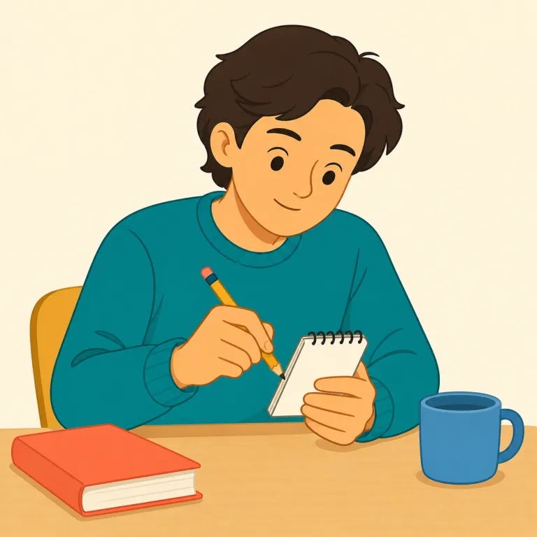 jot（書き留める・動詞）の覚え方イラスト — jot は「少量をさっと書く」という感覚の語で、jot down の形が特に頻出する