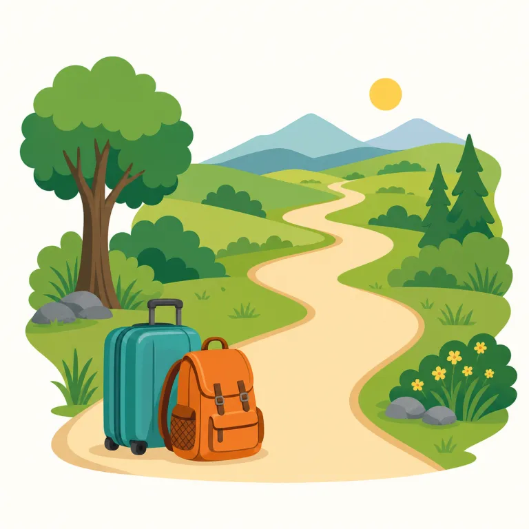 journey（旅行、旅・名詞）の覚え方イラスト — journey は「どこを通って、どれくらいかけて着いたか」を思い浮かべると覚えやすい語です