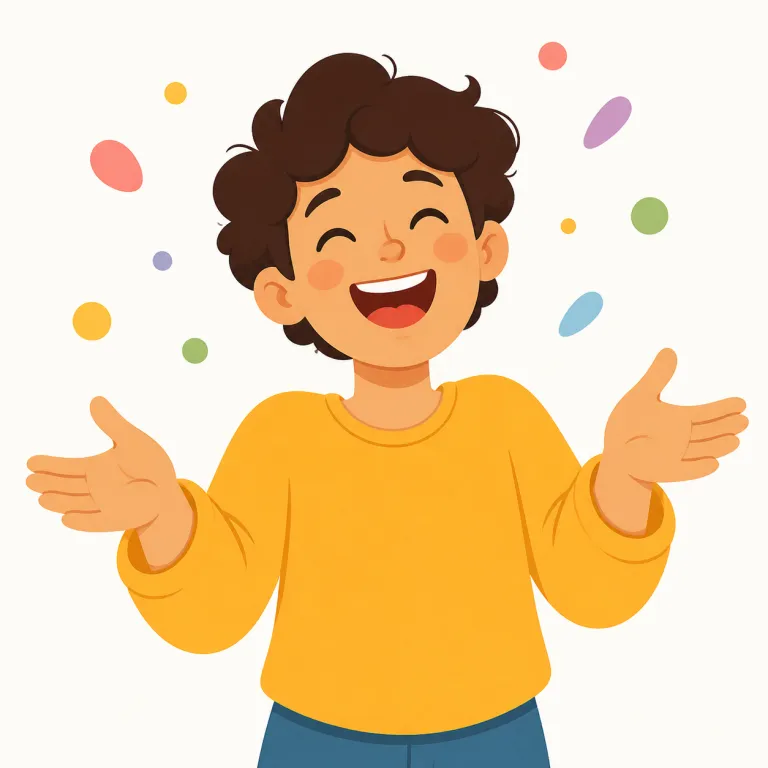 jovial（陽気な・形容詞）の覚え方イラスト — jovial は「その場を明るくする人」という像で覚えると残りやすい語