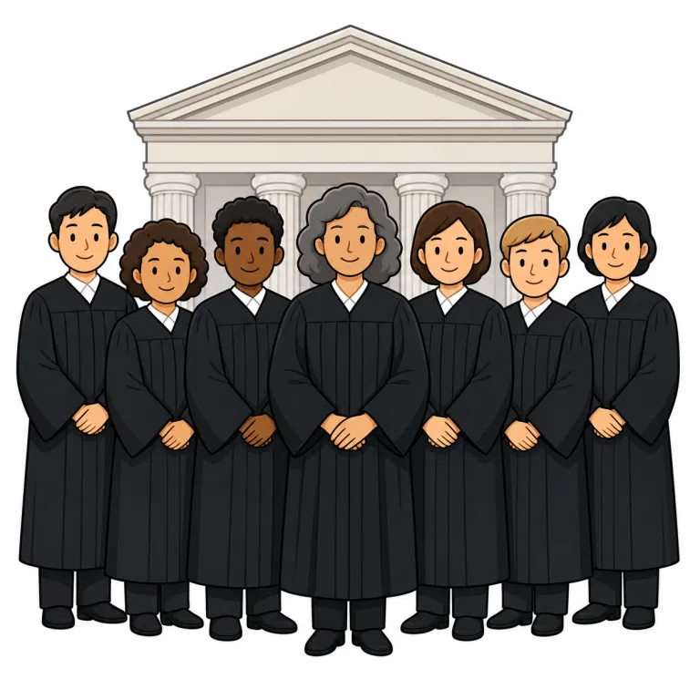 judiciary（裁判官全体・noun）の覚え方イラスト