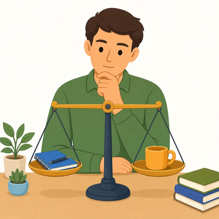 judicious（賢明な・形容詞）の覚え方イラスト — judge が見えるので、「情報を集め、比べ、判定してから動く」イメージで覚えると残りやすい語です