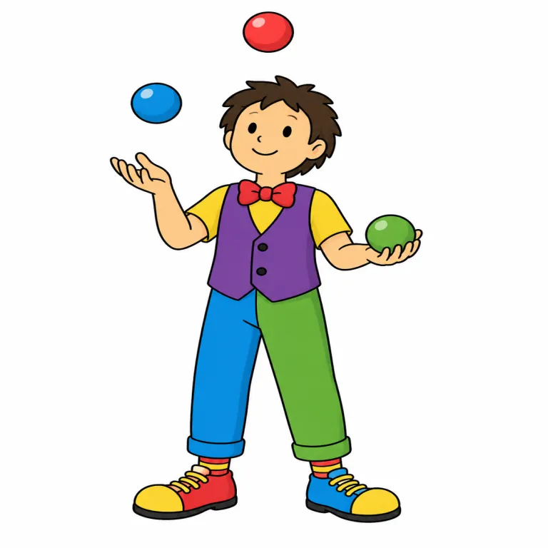 juggle（ジャグリング・noun）の覚え方イラスト