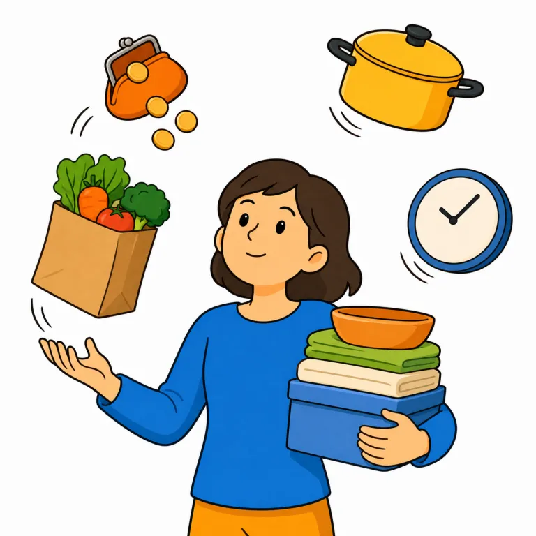 juggling（やりくり・noun）の覚え方イラスト