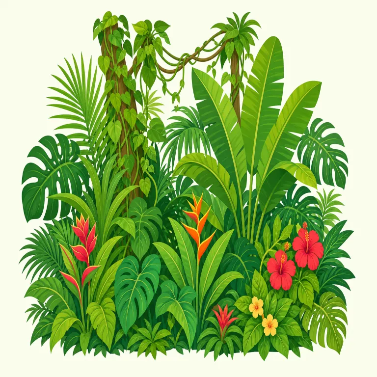 jungle（ジャングル・名詞）の覚え方イラスト