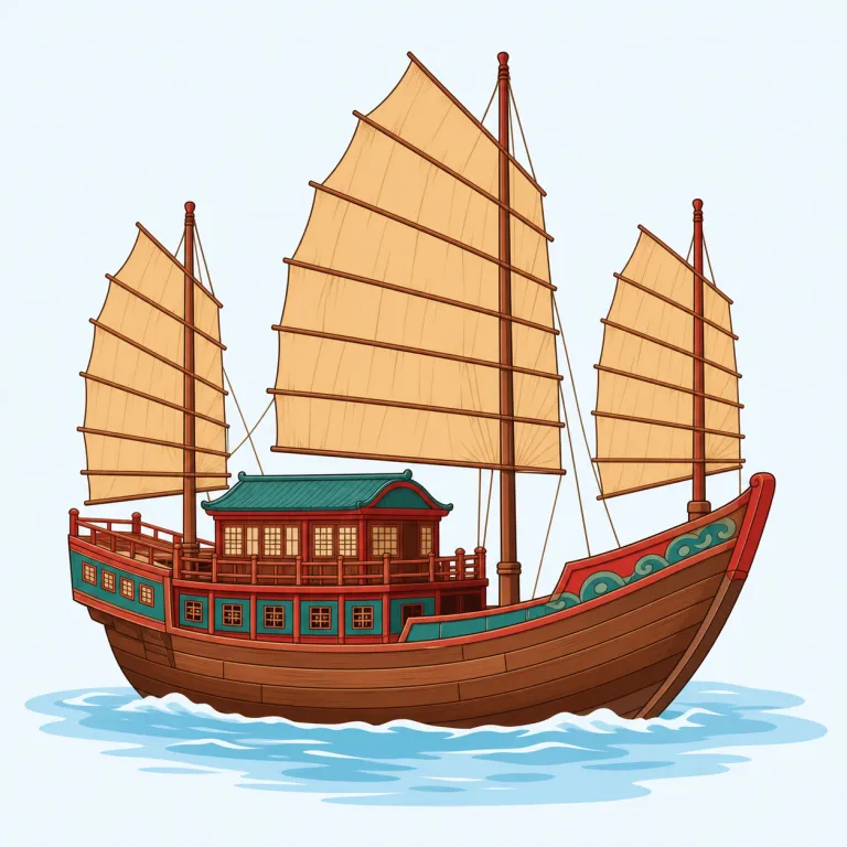 junk（中国の帆船・noun）の覚え方イラスト