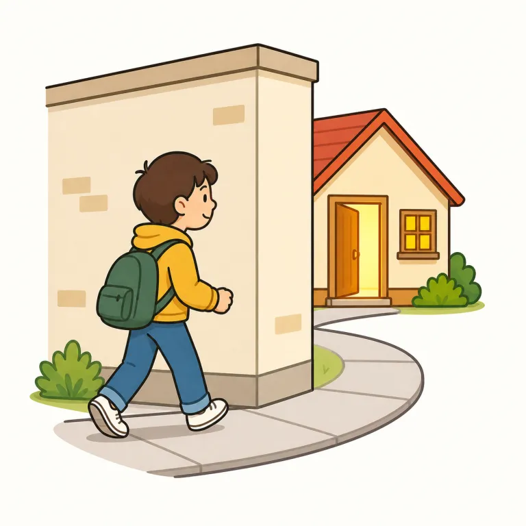 just around the corner（すぐそこに・idiom）の覚え方イラスト