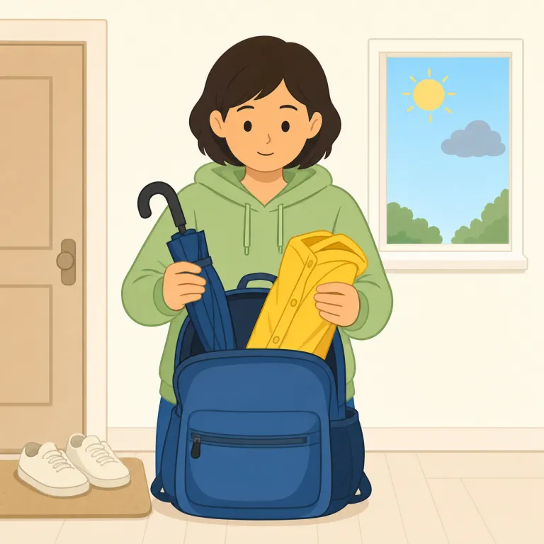 just in case（念のために・イディオム）の覚え方イラスト — just in case は「念のために」という日本語に対応させて覚えます