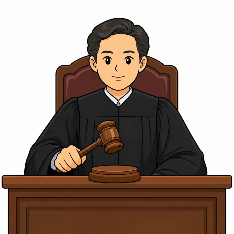 justice（判事・noun）の覚え方イラスト