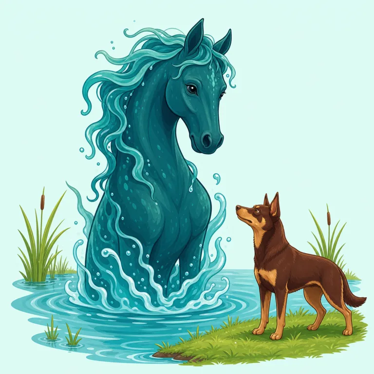 kelpie（ケルピー、スコットランド伝承の水の精霊／オーストラリアの牧羊犬・名詞）の覚え方イラスト — kelpie は最初から二つの箱に分けて覚える語です
