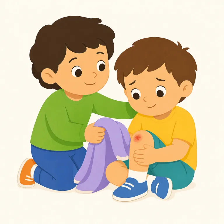 kind（親切な、優しい・形容詞）の覚え方イラスト — 形容詞 kind の中心は、単に感じがよいことではなく、相手の立場に配慮してやわらかく接する温かさです