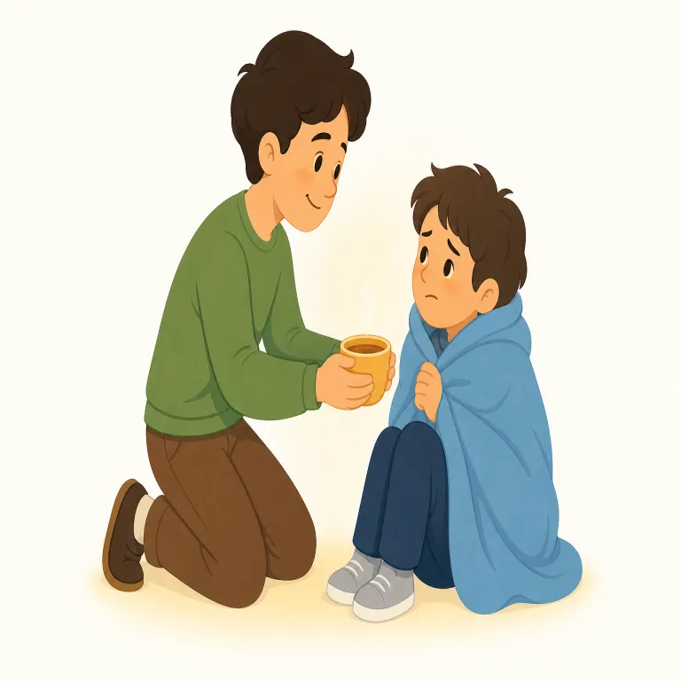 kindhearted（思いやりのある、心の優しい・形容詞）の覚え方イラスト — kind + hearted に分けて覚えるとよいです
