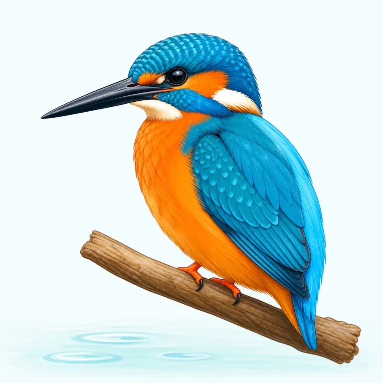 kingfisher（カワセミ・名詞）の覚え方イラスト — king + fisher で「王様級に魚を捕る鳥」と見ると忘れにくい