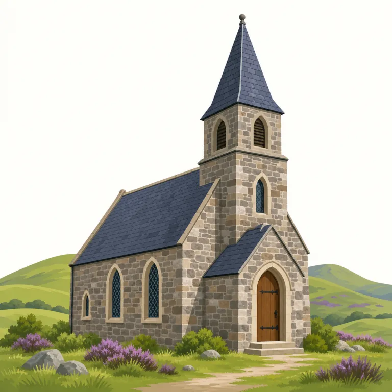 kirk（（スコットランドの）教会・名詞）の覚え方イラスト — まず church の「スコットランド版」として覚えるのが近道です