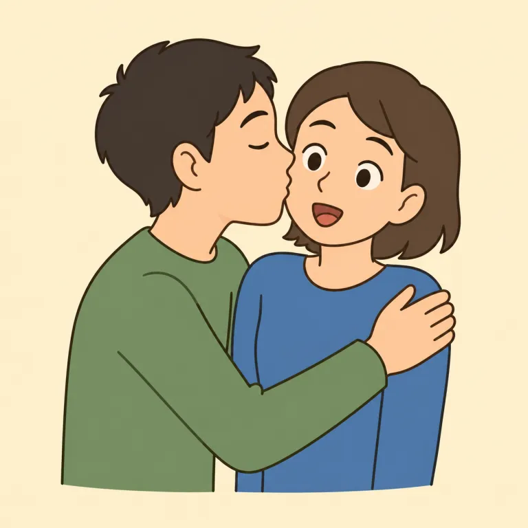kisser（キスする人・noun）の覚え方イラスト