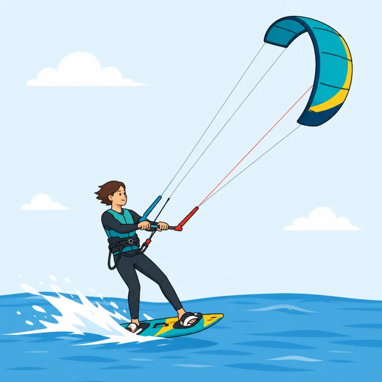 kitesurfing（カイトサーフィン・noun）の覚え方イラスト