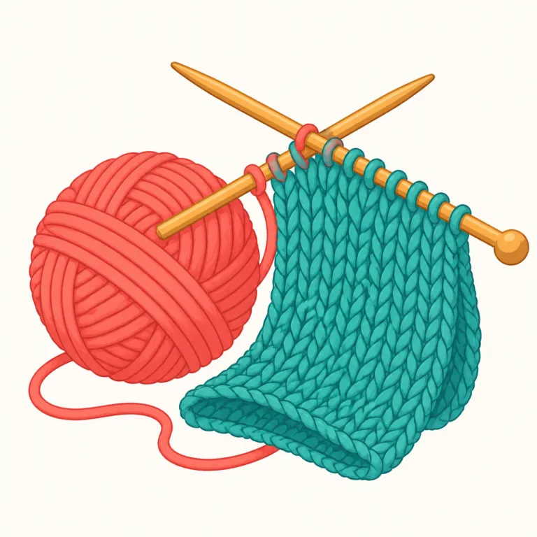 knit（編む・動詞）の覚え方イラスト — 覚える芯は「輪を一つずつつなげて形にする」動きです