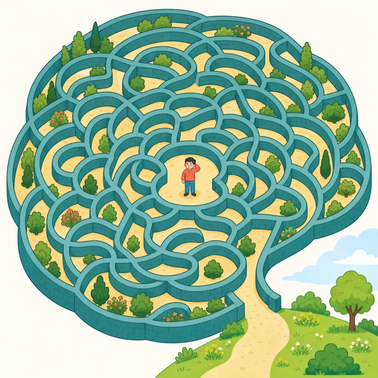 labyrinth（迷宮・名詞）の覚え方イラスト — まず簡単な maze を土台にすると覚えやすいです