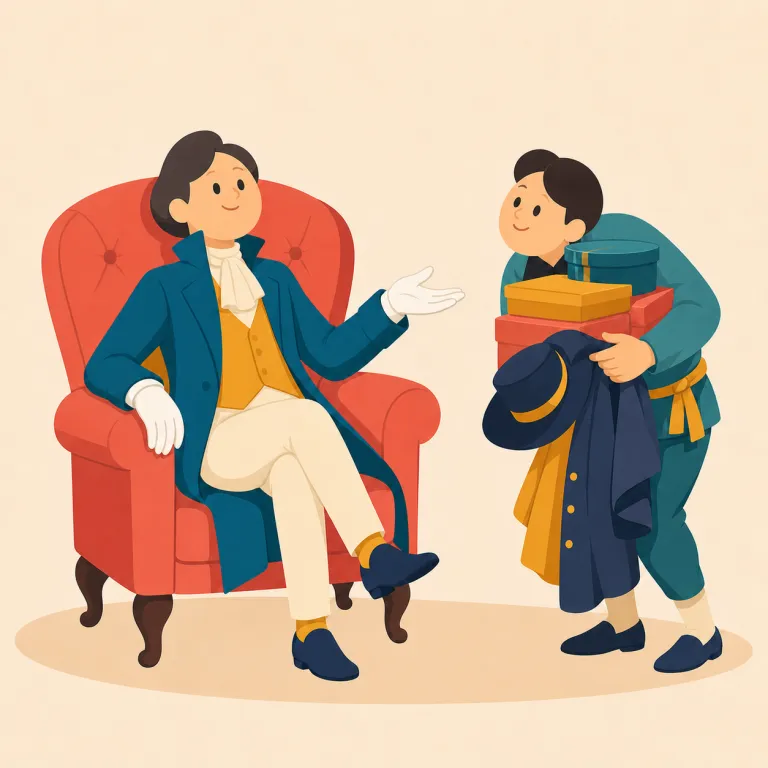 lackey（手先、子分・名詞）の覚え方イラスト — servant や assistant が役割を述べる中立語なのに対し、lackey は「権力者にへつらい、言われた通りに動く取り巻き」という軽蔑込みの語