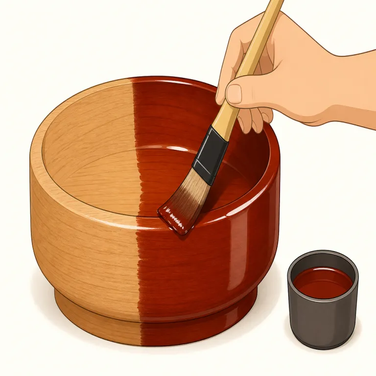 lacquer（漆塗りする・verb）の覚え方イラスト