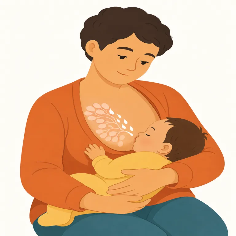 lactation（乳汁分泌・名詞）の覚え方イラスト — lact- は milk に関係する語根として覚えると整理しやすいです