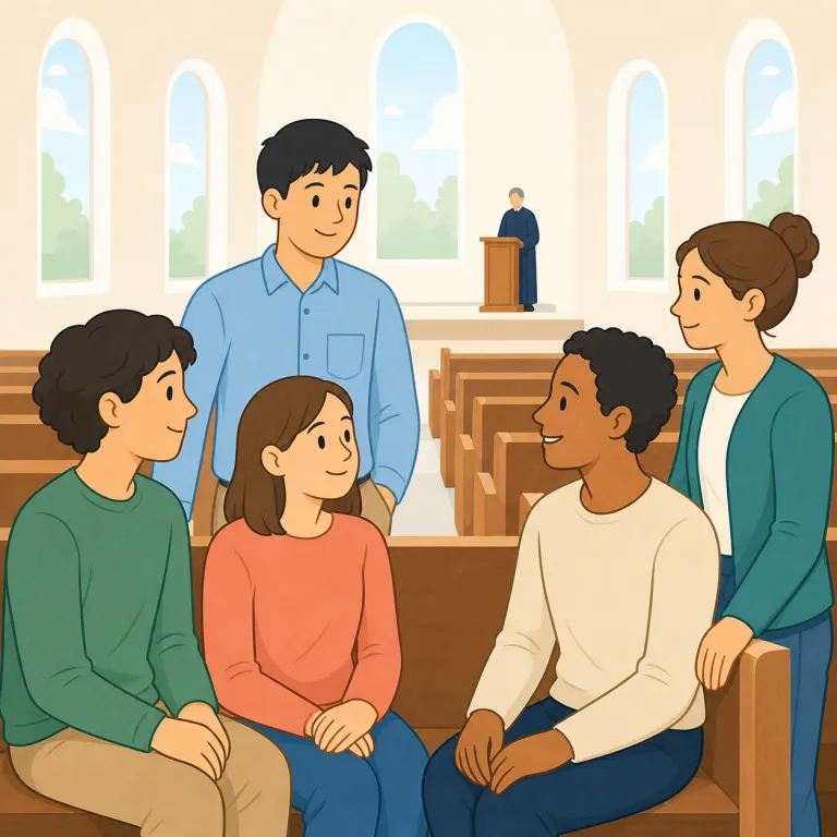 laity（一般信徒、素人・名詞）の覚え方イラスト — laity は lay people（一般の人々）をまとめて表す語だと捉えると覚えやすいです