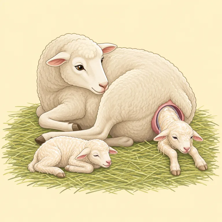 lambing（子羊の出産・名詞）の覚え方イラスト — lambing を名詞で見るときは、単に「子羊が一頭生まれる瞬間」ではなく、牧羊農家にとっての出産シーズン全体を思い浮かべると定着します