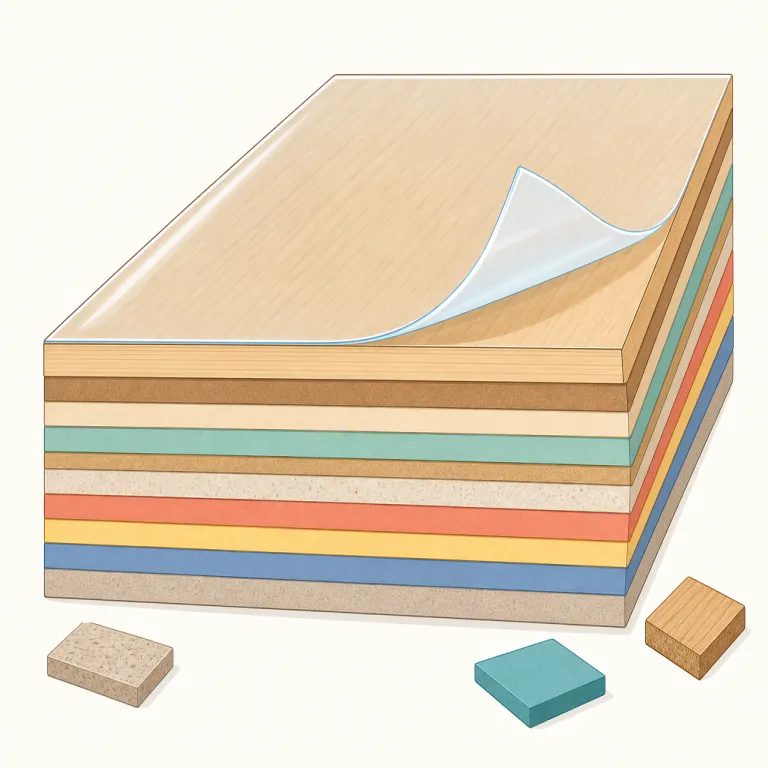 laminate（積層板、ラミネート材・noun）の覚え方イラスト