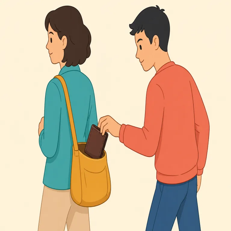 larceny（窃盗・名詞）の覚え方イラスト — まず中心語は theft