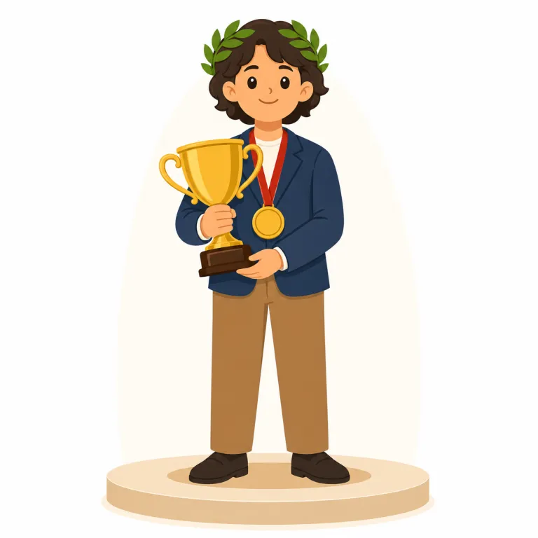 laureate（受賞者・名詞）の覚え方イラスト — laureate は日常の winner よりずっと格式が高く、文学賞やノーベル賞のような大きな栄誉の「受賞者」に使われやすい語