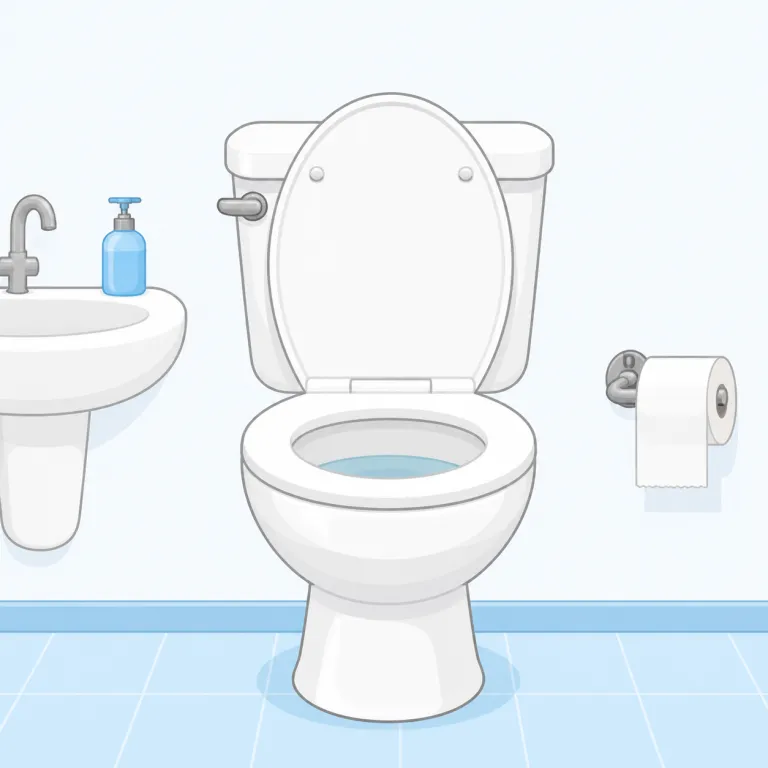 lavatory（トイレ・名詞）の覚え方イラスト — このエントリの lavatory は、洗面台だけの「洗面所」ではなく、便器を含む「トイレ・化粧室」を指す用法として覚えます