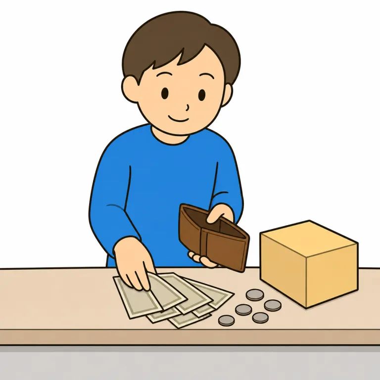 lay out（支払う、費やす・phrasal_verb）の覚え方イラスト