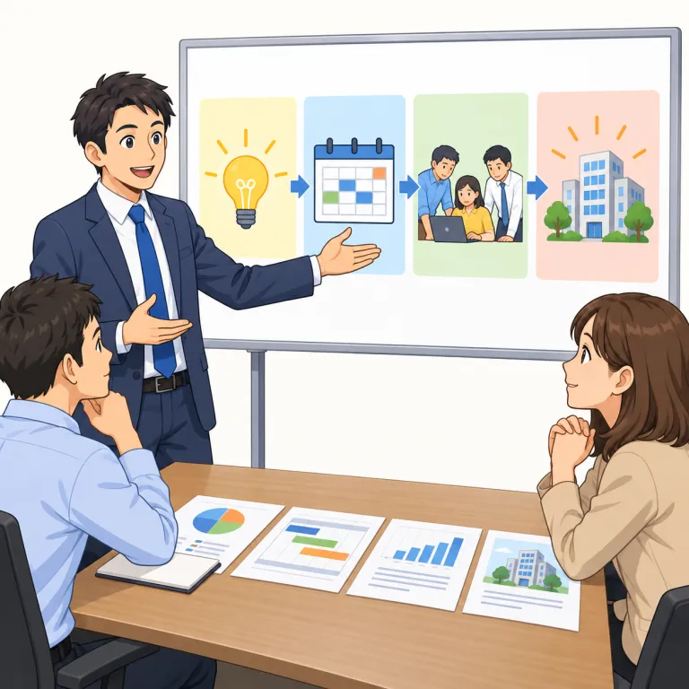 lay out（提示する・phrasal_verb）の覚え方イラスト