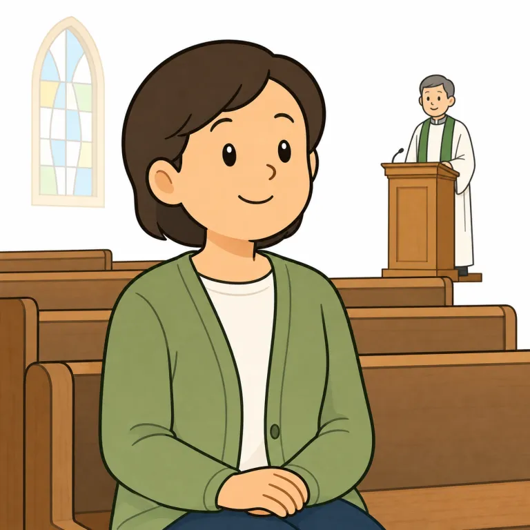 layman（一般信徒・noun）の覚え方イラスト