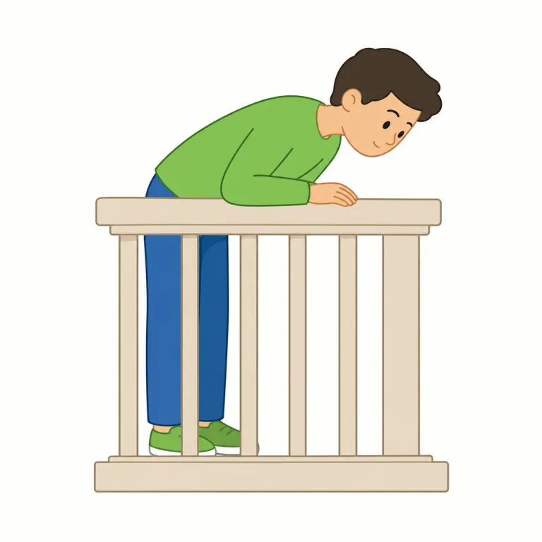 lean over（かがみ込む・句動詞）の覚え方イラスト — lean は「傾く・もたれる」の基本動詞
