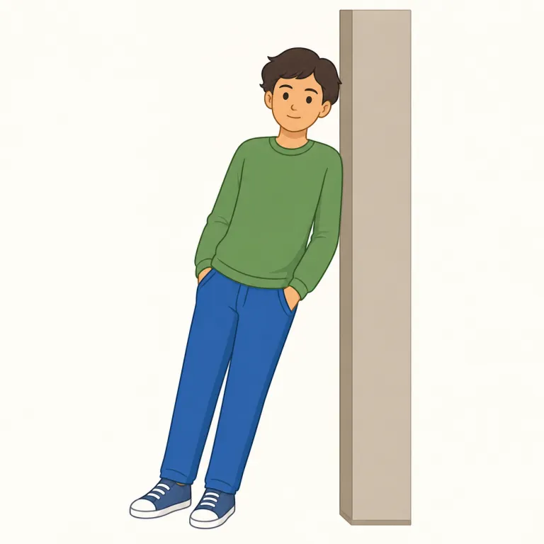 leant（もたれかかった、身を乗り出した、傾いた・動詞）の覚え方イラスト — まず現在形 lean を軸に覚えると定着しやすいです