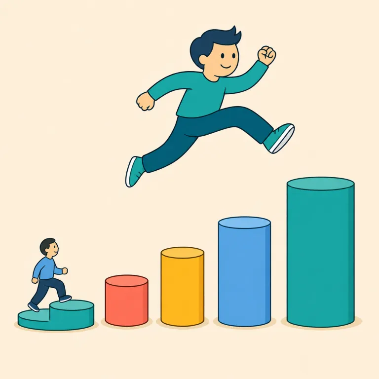 leapfrog（飛び越して先に進む・動詞）の覚え方イラスト — leap + frog に分けると覚えやすい