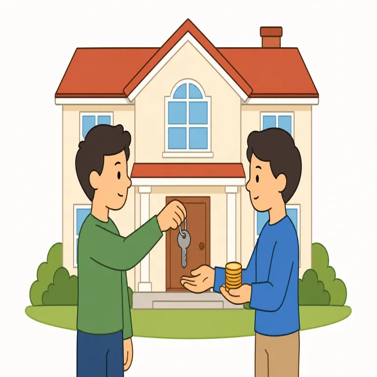 lease（賃貸借契約・名詞）の覚え方イラスト — 名詞 lease は「借りる行為」ではなく、条件を固定する契約書・契約関係に焦点があります