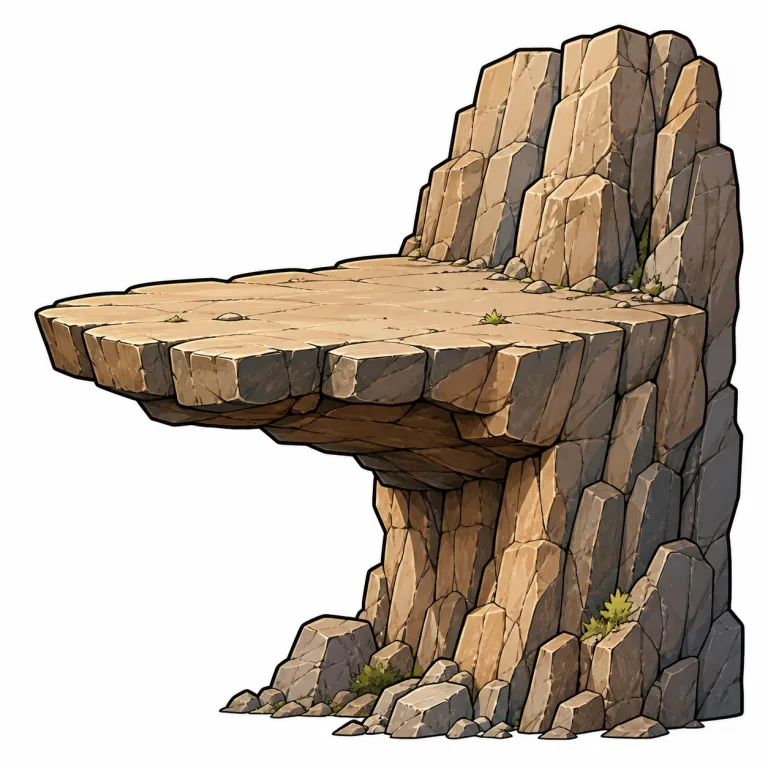 ledge（岩棚・noun）の覚え方イラスト