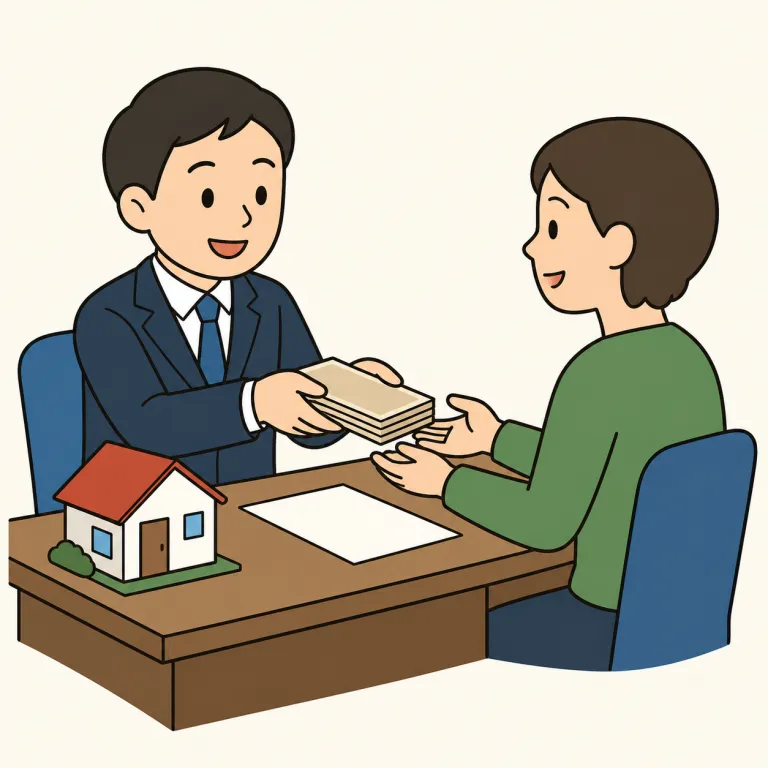 lending（融資、貸付・noun）の覚え方イラスト