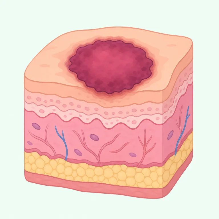 lesion（病変・名詞）の覚え方イラスト — 医学で見かけたら、まず「けがそのもの」ではなく「異常が見つかった部位」を指す語だと押さえると覚えやすいです