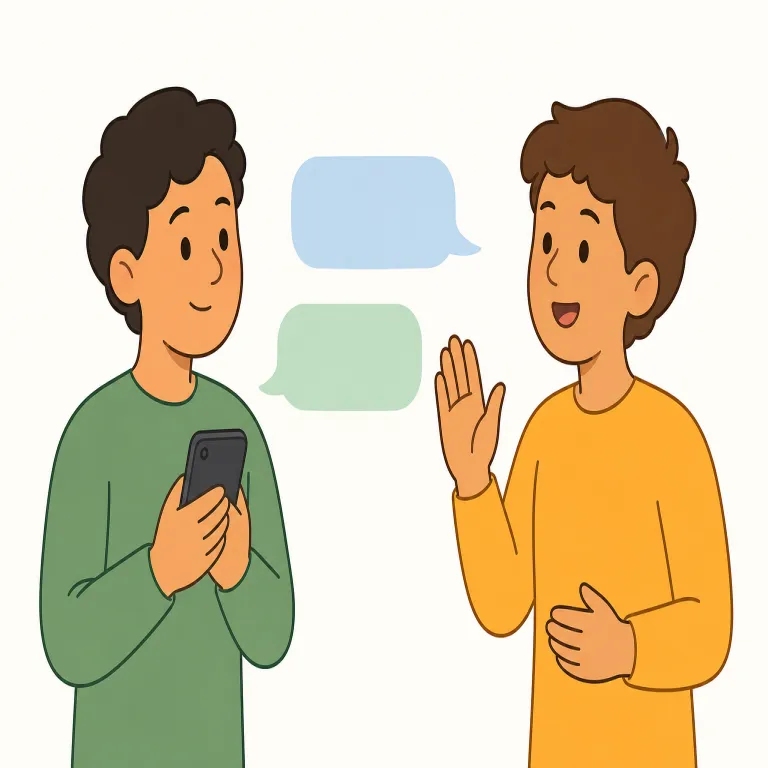 let me know（知らせてください・イディオム）の覚え方イラスト — know は「知る」、let は「〜させる」と考えると、let me know は「私が知れるようにして」から「知らせてください」になります