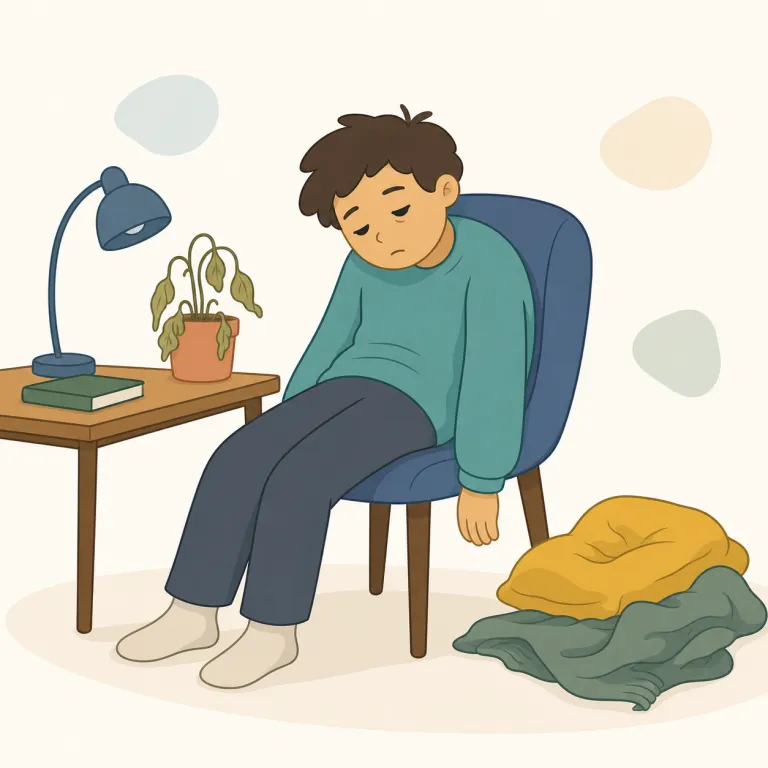lethargic（無気力な・形容詞）の覚え方イラスト — energetic の反対側に置くと覚えやすい語