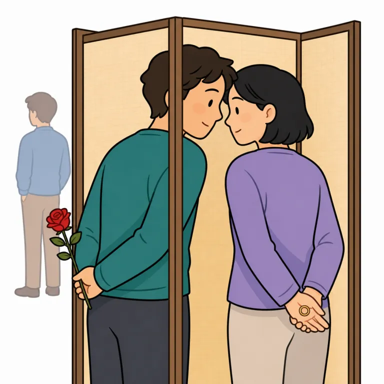 liaison（情事、不倫関係・noun）の覚え方イラスト