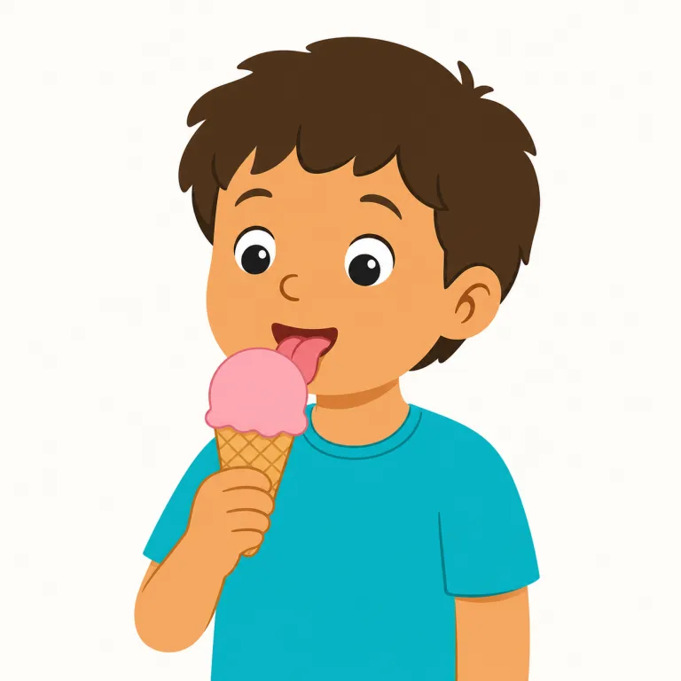 lick（なめる・動詞）の覚え方イラスト — 覚える中心は「舌を道具として使う」動きです