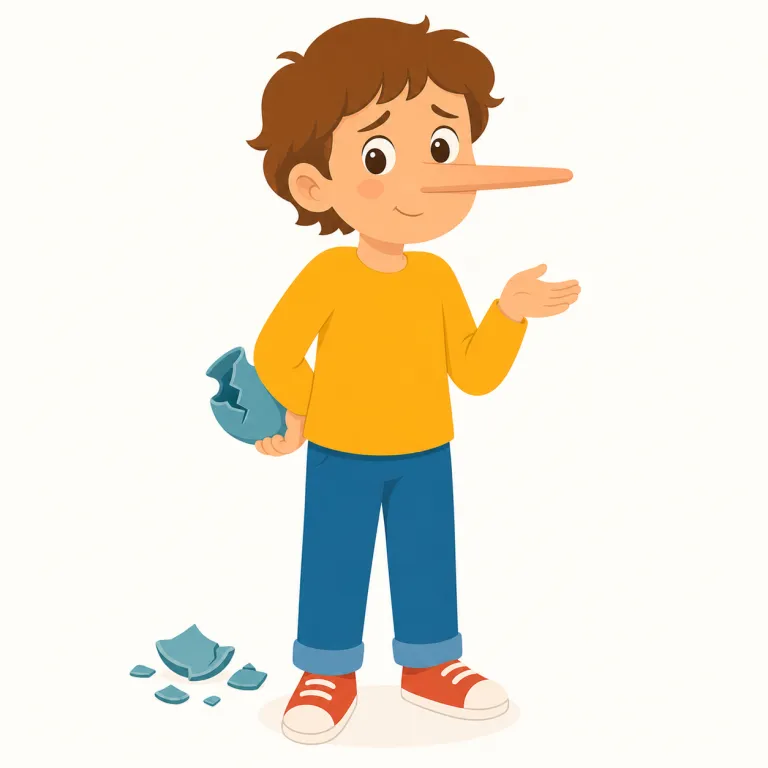 lie（嘘をつく・動詞）の覚え方イラスト — lie「嘘をつく」は、tell the truth「真実を言う」の反対として覚えると整理しやすいです
